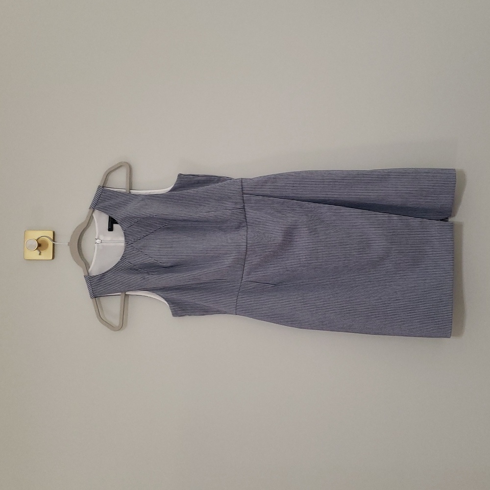 Banana Republic Blue Striped Midi Dress 6 Sleeveless Office Career Work Preppy